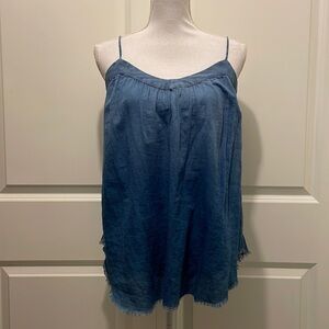 AG Adriano Goldschmied Denim/Chambray Tank Top with Fringe Hem